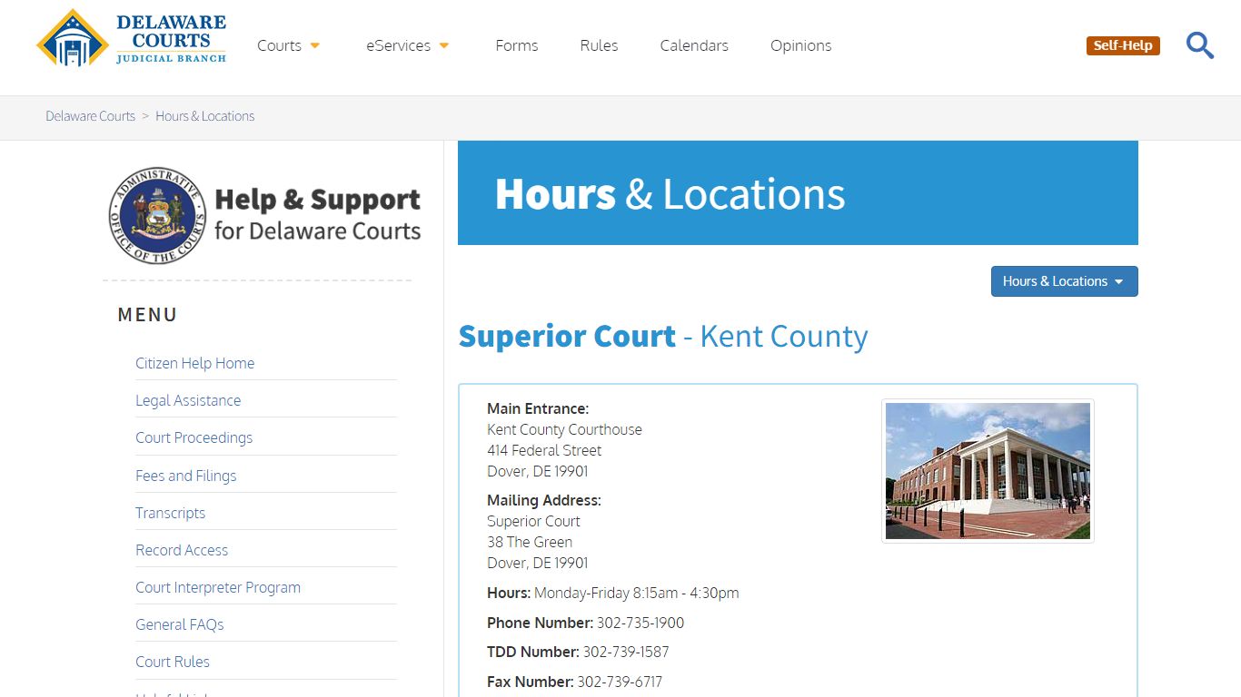 Superior Court: Kent County Location - Delaware